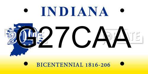 G27CAA Indiana License Plate