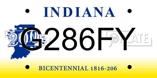 G286FY Indiana License Plate