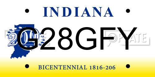 G28GFY Indiana License Plate