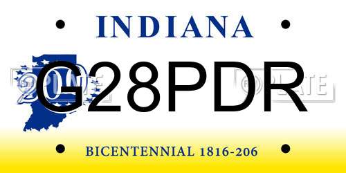 G28PDR Indiana License Plate