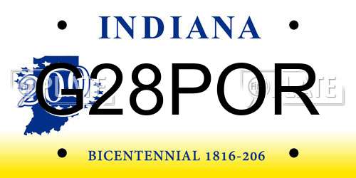 G28POR Indiana License Plate