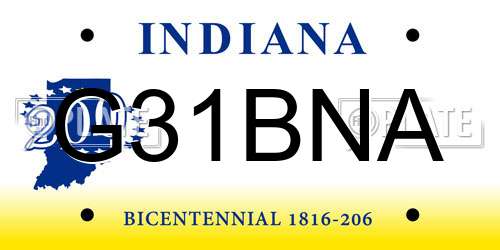 G31BNA Indiana License Plate
