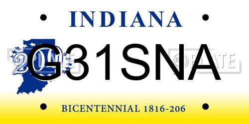 G31SNA Indiana License Plate