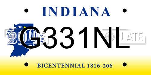 G331NL Indiana License Plate
