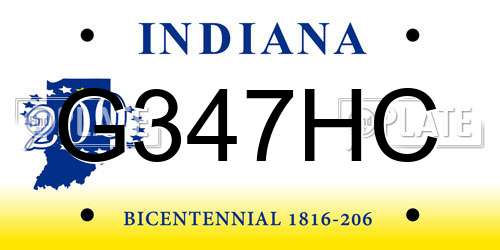 G347HC Indiana License Plate