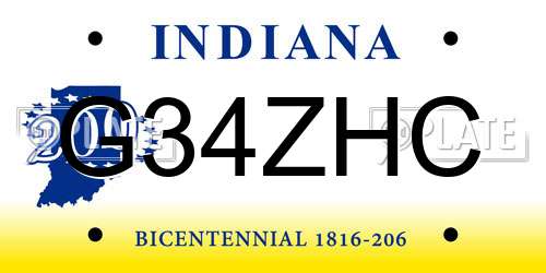 G34ZHC Indiana License Plate