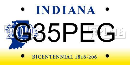 G35PEG Indiana License Plate