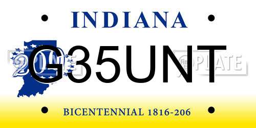 G35UNT Indiana License Plate