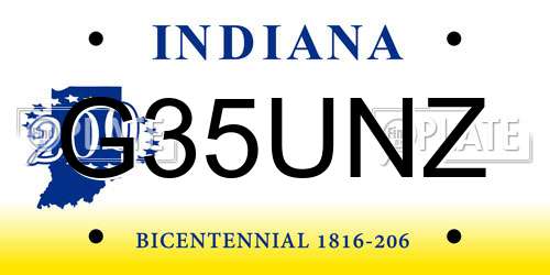 G35UNZ Indiana License Plate