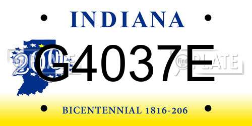 G4037E Indiana License Plate