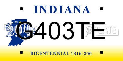 G403TE Indiana License Plate