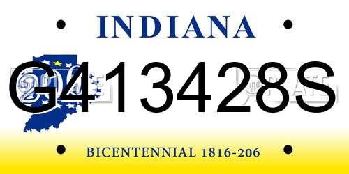 G413428S Indiana License Plate