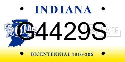 G4429S Indiana License Plate