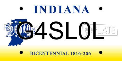 G4SL0L Indiana License Plate