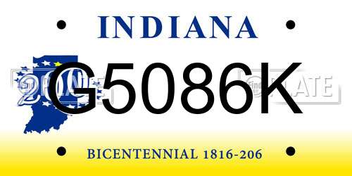 G5086K Indiana License Plate