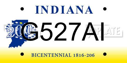 G527AI Indiana License Plate