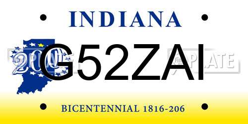 G52ZAI Indiana License Plate