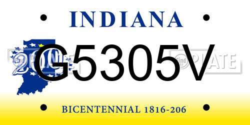 G5305V Indiana License Plate