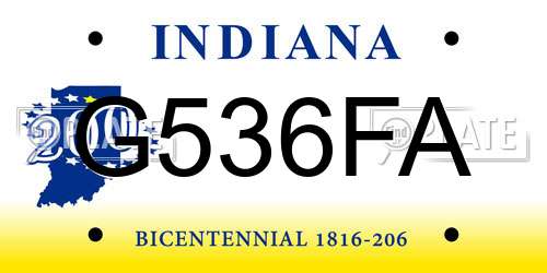 G536FA Indiana License Plate