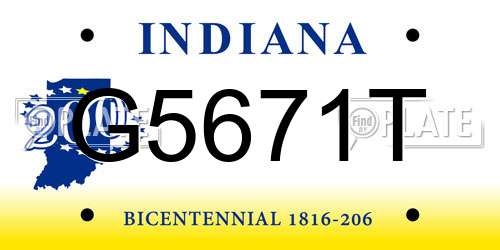 G5671T Indiana License Plate