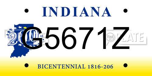 G5671Z Indiana License Plate