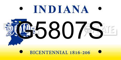 G5807S Indiana License Plate