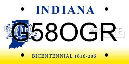 G58OGR Indiana License Plate