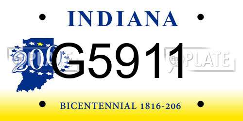 G5911 Indiana License Plate
