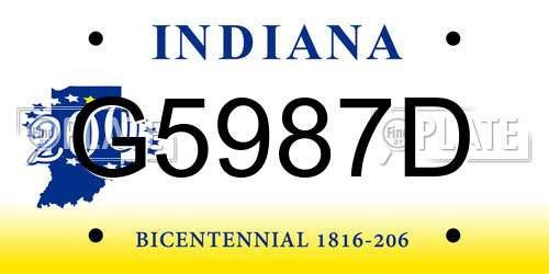 G5987D Indiana License Plate