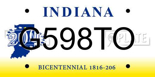 G598TO Indiana License Plate