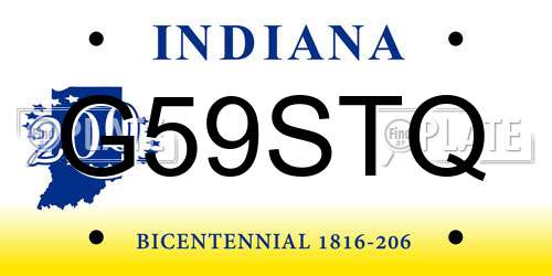 G59STQ Indiana License Plate