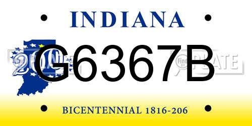 G6367B Indiana License Plate