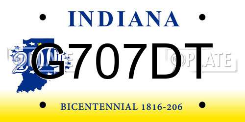 G707DT Indiana License Plate