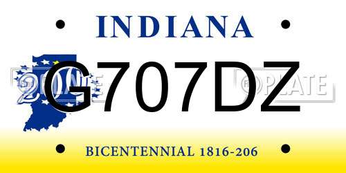 G707DZ Indiana License Plate