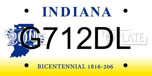 G712DL Indiana License Plate