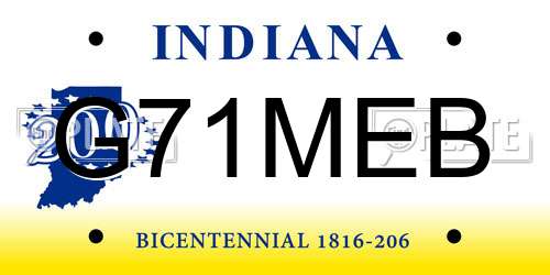 G71MEB Indiana License Plate