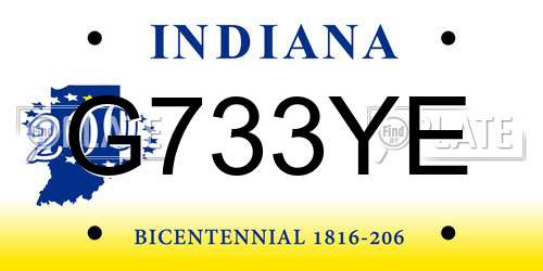 G733YE Indiana License Plate