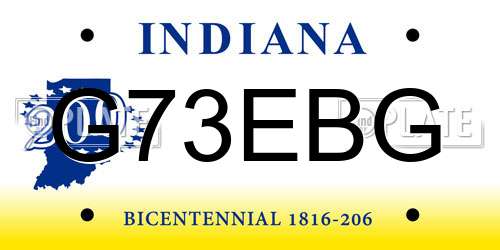G73EBG Indiana License Plate