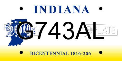 G743AL Indiana License Plate