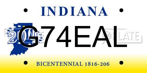G74EAL Indiana License Plate