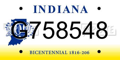 G758548 Indiana License Plate