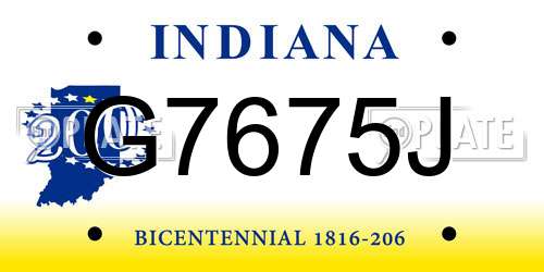 G7675J Indiana License Plate