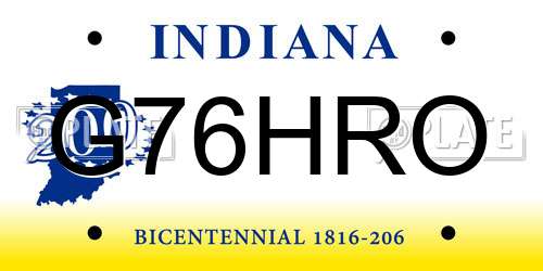 G76HRO Indiana License Plate