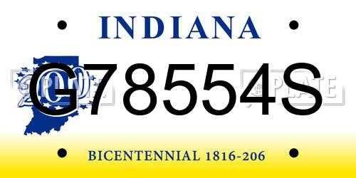G78554S Indiana License Plate