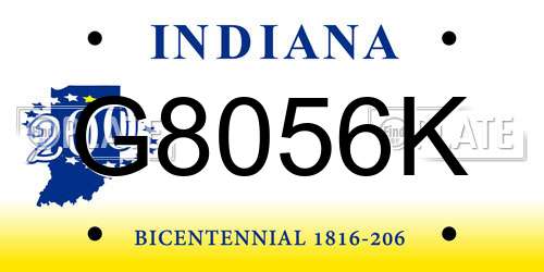 G8056K Indiana License Plate