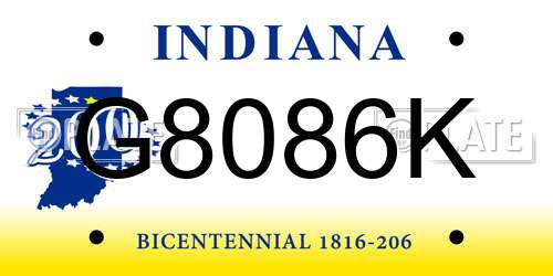 G8086K Indiana License Plate