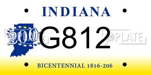 G812 Indiana License Plate