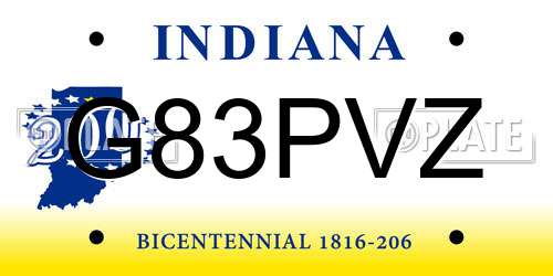 G83PVZ Indiana License Plate