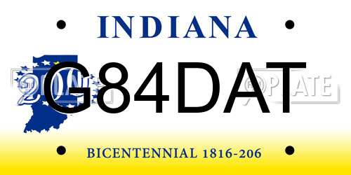 G84DAT Indiana License Plate