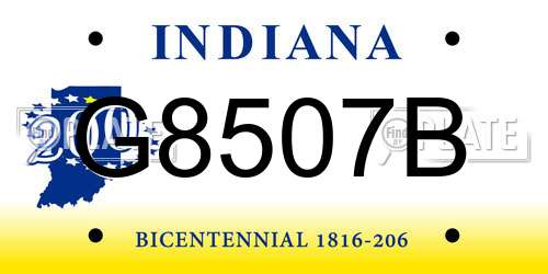 G8507B Indiana License Plate